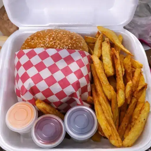 Hamburguesa especial con papas  