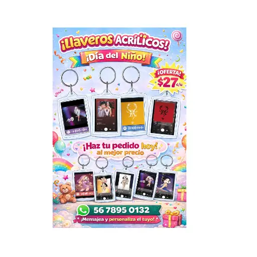 llavero de acrilico 1 pieza
