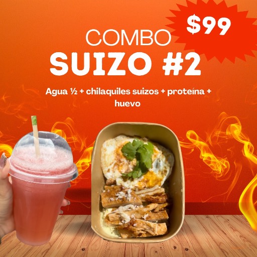 Chilaquiles +proteina +  huevo +agua de 1/2 