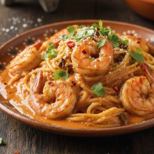 Espagueti con camarones 