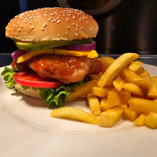 HAMBURGUESA, PAPAS Y REFRESCO