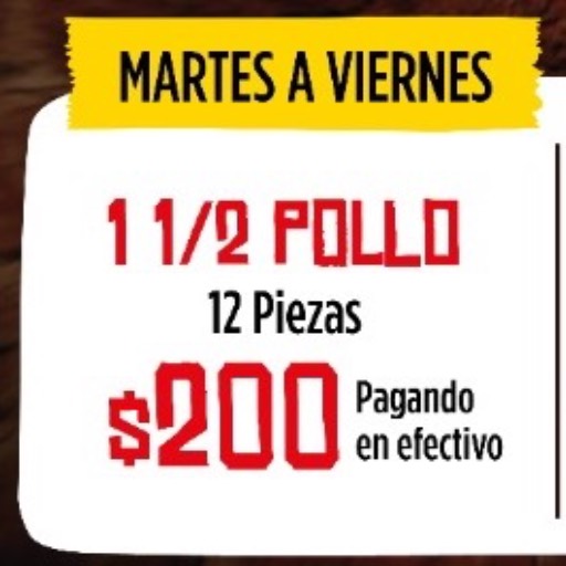 1 Pollo y Medio (Martes a Viernes)