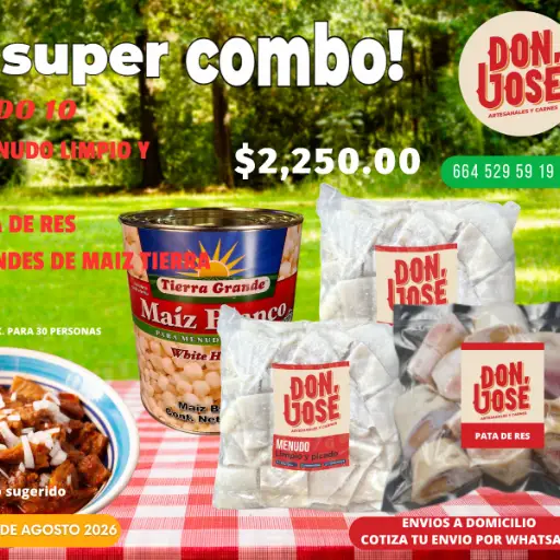 SUPER COMBO 10Kg Menudo + 4 kg pata + 3 latas de maiz Tierra Gde