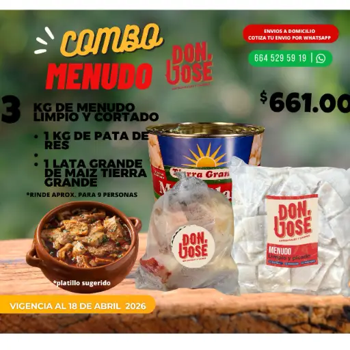 SUPER COMBO 3KG MENUDO, 1KG PATA 1 MAIZ TIERRA GRANDE) 