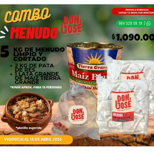 SUPER COMBO 5 KG MENUDO, 2 KG PATA, 1 MAIZ (TIERRA GRANDE )