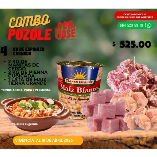 SUPER COMBO POZOLE  2KG PIERNA, 2KG MANITAS, 4KG ESPINAZO, 1 TIERRA GDE)