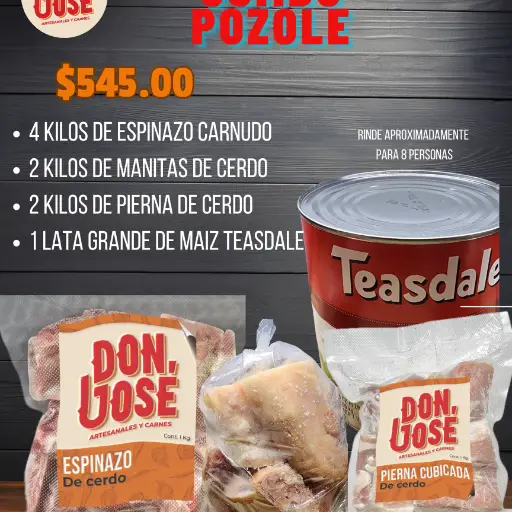 Combo pozole 2KG. PIERNA, 2KG, MANITAS, 4KG ESPINAZO 1 MAIZ  (Teasdale)