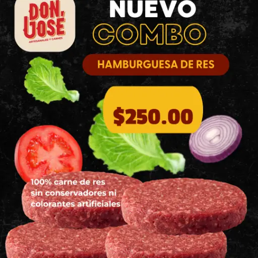 COMBO HAMBURGUESA (8 CARNES P/HAMBURGUESA* 250 GRS DE QUESO AMARILLO Y 250GRS DE TOCINO AHUMADO.