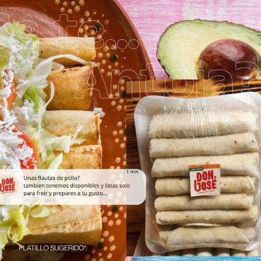 12 FLAUTAS DE PECHUGA DE POLLO 