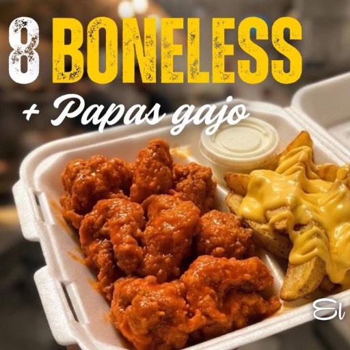 8 boneless con papas gajo 