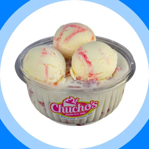 Fresas con crema y nieve