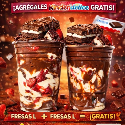 2 FRESAS C/NUTELLA L= GRATIS KINDER DELICE