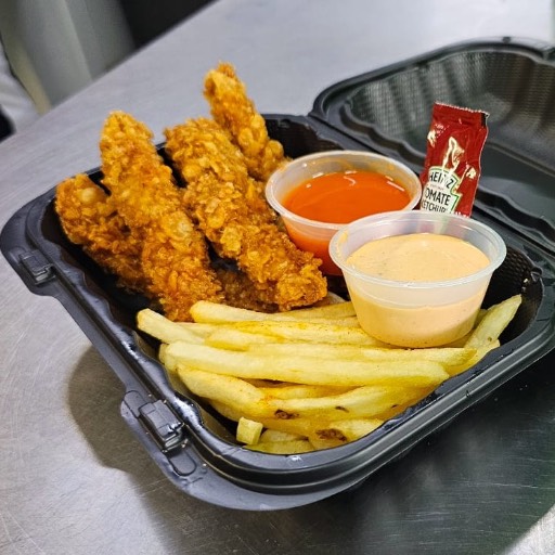 4 tiras + papas + 2 extras 