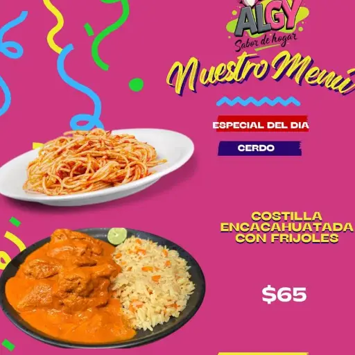 Costilla encacahuatada con frijoles 