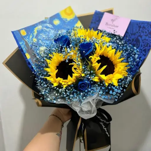 Noche estrellada de girasoles
