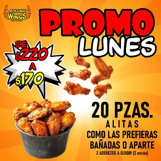 Promo LUNES (20 Alitas)
