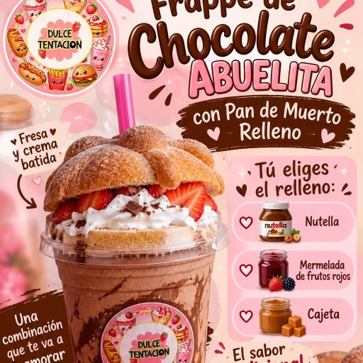 Frappe de chocolate abuelita + pan de muerto relleno 