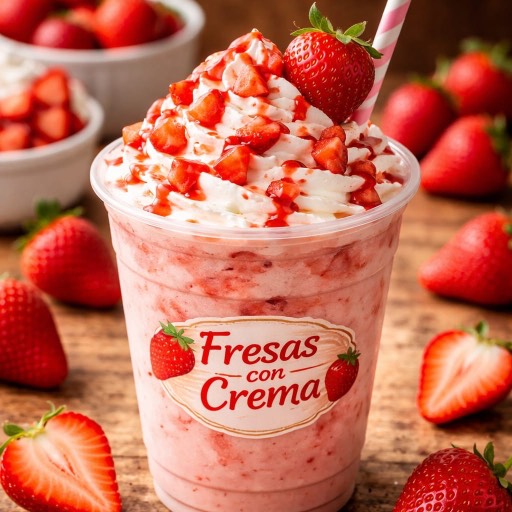 Frappe de fresas con crema