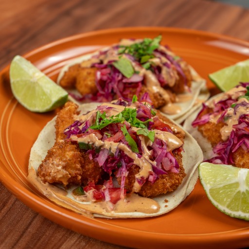 Tacos de camarones empanizado