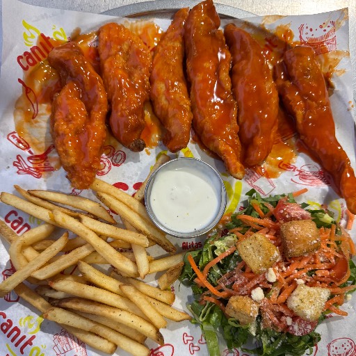 Tiras Canito con ensalada 