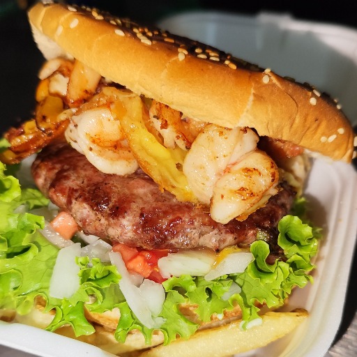 Hamburguesa Mar y Tierra (camarón)