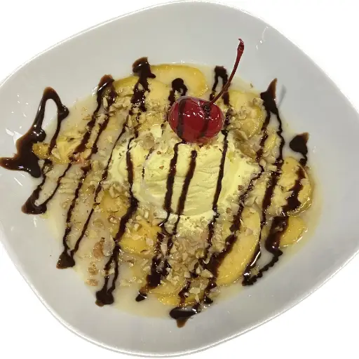 Bananas al ron con helado 