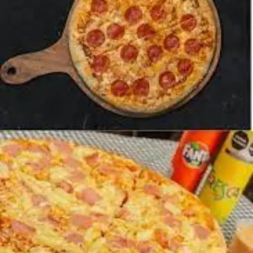 1 Pepperoni, 1 Hawaiana 