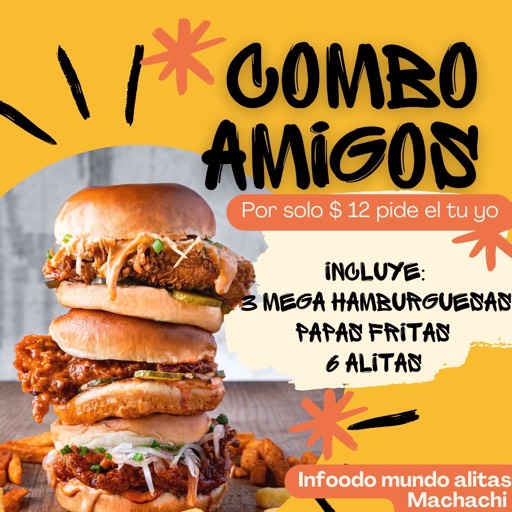 Hamburguesas alitas papas